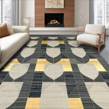 Mid Century Modern Area with Unique Geometric and Accents(Black)