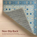 Cerulean Dream Area Beige Floral Artistic Floor Covering(Blue)