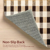 Vintage Checkered Beige Nursery Fluffy Anti Skid(Beige)