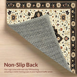 Classic Black and Beige with Refined Oriental Floral Medallions(Beige)