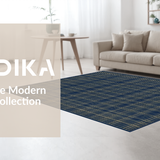 Contemporary Gold Trimmed Geometric Design(Blue)