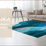 Vibrant Teal Grey Geometric Motif(Blue)