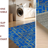 Abstract Geometric Blue Gold Fusion(Blue)
