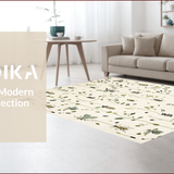 Ultra Soft Area Rug, Non Slip, Stain Resistant, Washable Area Rugs for Living Room, Bedroom, Insect Print Low Pile(Ivory) - ODIKA