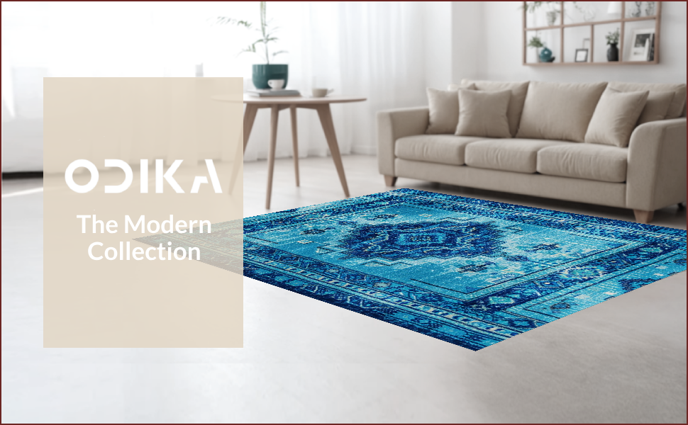 Ultra Soft Area Rug, Non Slip, Stain Resistant, Washable Area Rugs for Living Room, Bedroom, Carousel Kids Playroom(Blue) - ODIKA