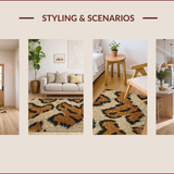 Tan and Terracotta Dining Room Boho Area(Beige)
