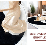 Ultra Soft Area Rug, Non Slip, Stain Resistant, Washable Area Rugs for Living Room, Bedroom, Modern Yin Yang Washable Living Room Rug(White) - ODIKA