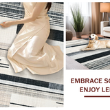 Abstract Black and White Stripe Area(Beige)