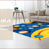Ultra Soft Area Rug, Non Slip, Stain Resistant, Washable Area Rugs for Living Room, Bedroom, Outer Space Planet Theme(Blue) - ODIKA