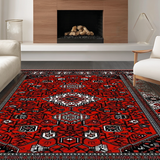 Classic Vintage Lattice Floral Composition(Red)
