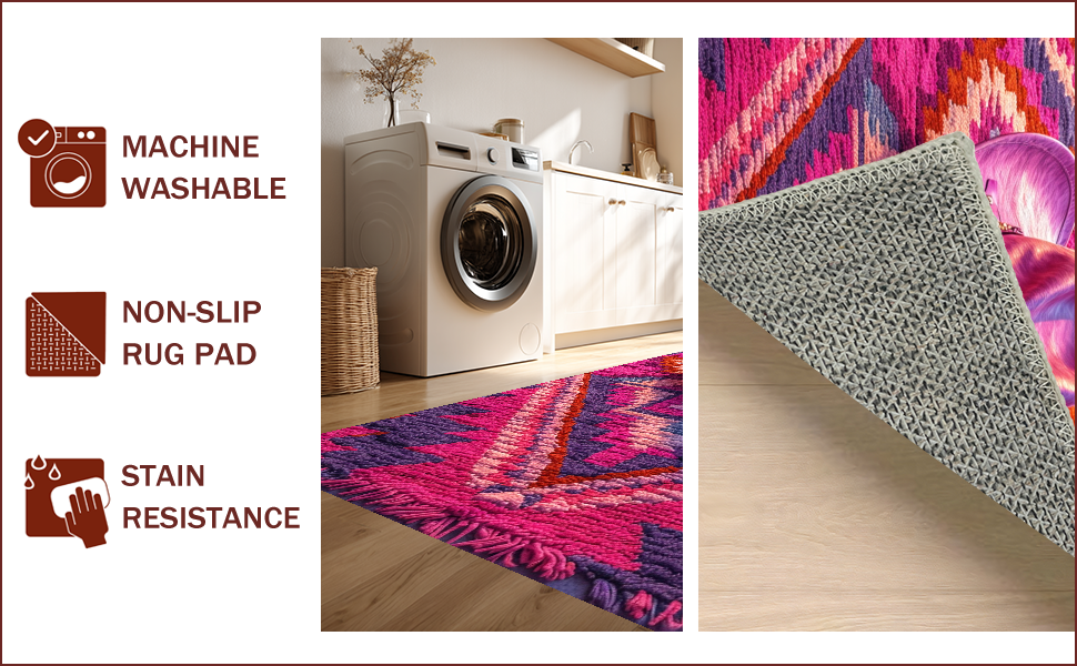 Ultra Soft Area Rug, Non Slip, Stain Resistant, Washable Area Rugs for Living Room, Bedroom, Funky Western Cowgirl Non-Slip Bath Mat(Pink) - ODIKA