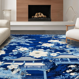 Vibrant Blue and White Trellis Artwork(Blue)