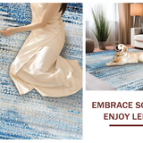 Artful Blue and Beige Ombre Area with Vintage Distressed Aesthetic(Blue)