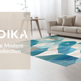 Modern Beach Vibes Area with Graphic Starfish and Rippled Water Motif(Blue)