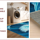 Ocean Blue Wave Poolside Entryway Mat(Blue)