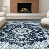 Navy Toned Vintage Floral Motif(Blue)
