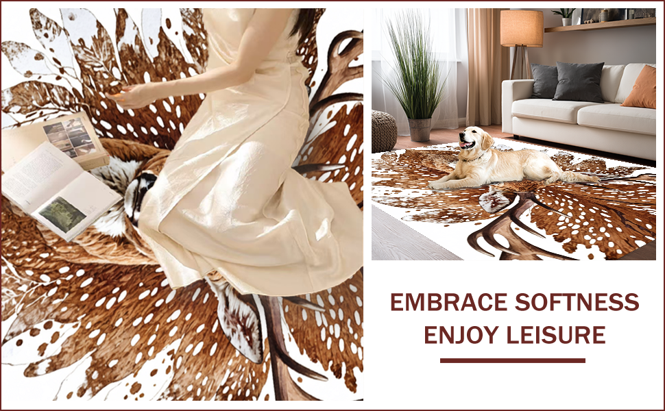 Ultra Soft Area Rug, Non Slip, Stain Resistant, Washable Area Rugs for Living Room, Bedroom, Multicolor Faux Fur Living Room Rug(Brown) - ODIKA