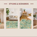 Ultra Soft Area Rug, Non Slip, Stain Resistant, Washable Area Rugs for Living Room, Bedroom, Botanical Insect Boho Floral(Green) - ODIKA