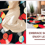 Ultra Soft Area Rug, Non Slip, Stain Resistant, Washable Area Rugs for Living Room, Bedroom, Vinyl Record Pattern Doormat(Red) - ODIKA