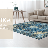 Chic Retro Blue Patterned Motif(Blue)