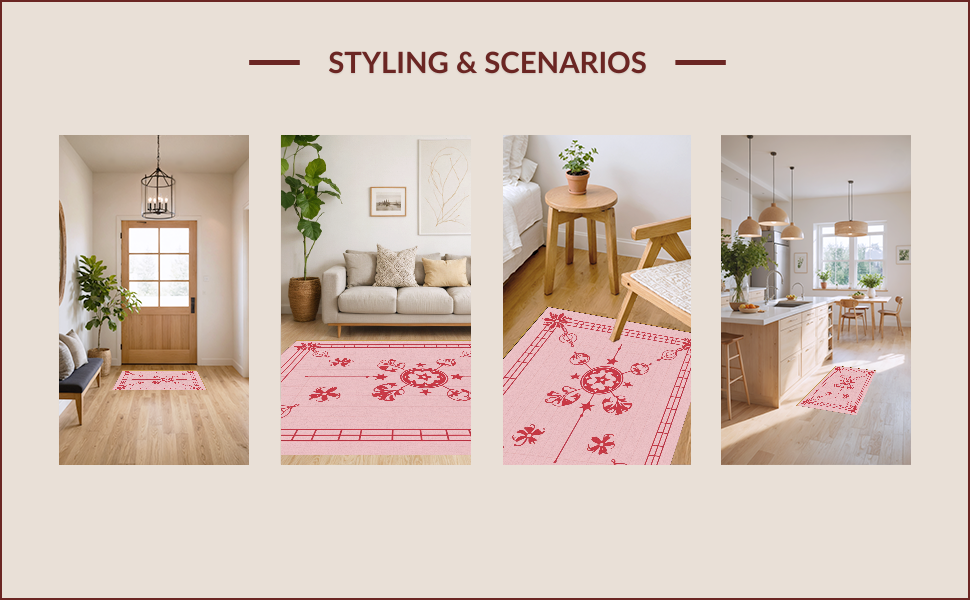 Ultra Soft Area Rug, Non Slip, Stain Resistant, Washable Area Rugs for Living Room, Bedroom, Cowgirl Boots Disco(Pink) - ODIKA