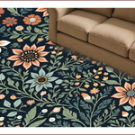 Ultra Soft Area Rug, Non Slip, Stain Resistant, Washable Area Rugs for Living Room, Bedroom, Boho Botanical Non-Slip Living Room(Black) - ODIKA