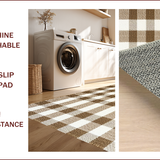 Classic Checkered Dorm Room High Pile Area(Beige)