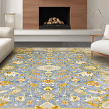 Artful Minimalist Symmetrical Floral Elements(Blue)