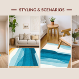Lively Retro Striped Bath Mat(Blue)