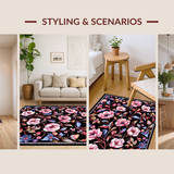 Elegant Black Pink Botanical Motif(Black)
