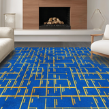 Abstract Geometric Blue Gold Fusion(Blue)