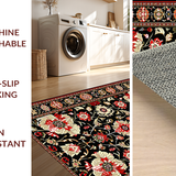Vivid Flower Motif with Gold Accents(Black)
