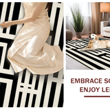 Modern Black and White Striped Area Unique Woven Design for Stylish Homes(Beige)