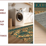 Cabin Decor Brown Teal Area(Beige)