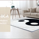 Ultra Soft Area Rug, Non Slip, Stain Resistant, Washable Area Rugs for Living Room, Bedroom, Modern Yin Yang Washable Living Room Rug(White) - ODIKA