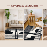 Modern Stripe Symphony Black and White Geometric Patterned(Black)