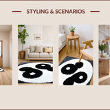 Ultra Soft Area Rug, Non Slip, Stain Resistant, Washable Area Rugs for Living Room, Bedroom, Yin Yang Doormat Rug(Black) - ODIKA