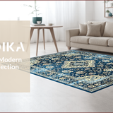 Retro Blue Floral Motif(Blue)