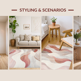 Modern Swirl with Dusty Pink and Mauve Gradient Geometric Waves(Beige)
