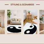 Ultra Soft Area Rug, Non Slip, Stain Resistant, Washable Area Rugs for Living Room, Bedroom, Modern Yin Yang Washable Living Room Rug(White) - ODIKA