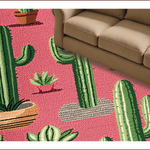 Ultra Soft Area Rug, Non Slip, Stain Resistant, Washable Area Rugs for Living Room, Bedroom, Western Cactus Boot Shaped(Pink) - ODIKA