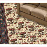 Mushroom Themed Low Profile Boho Doormat(White)