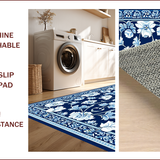 Rustic Yellow and Blue Kitchen Area Easy Cleaning(Blue)