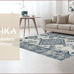 Ultra Soft Area Rug, Non Slip, Stain Resistant, Washable Area Rugs for Living Room, Bedroom, Distressed Vintage Non-Slip Living Room(Blue) - ODIKA