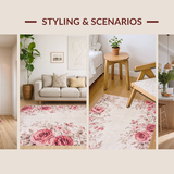 Pastel Rose Garden with Artistic Blush Florals and Modern Mauve Geometry(Beige)