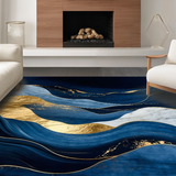 Vibrant Blue Abstract Wave Motif(Blue)