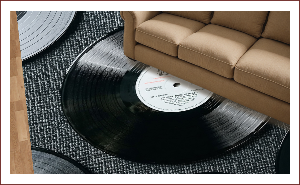 Ultra Soft Area Rug, Non Slip, Stain Resistant, Washable Area Rugs for Living Room, Bedroom, Retro Vinyl Record Non-Slip Area Rug(Black) - ODIKA