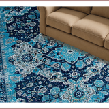 Charming Distressed Blue Motif(Blue)