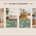 Ultra Soft Area Rug, Non Slip, Stain Resistant, Washable Area Rugs for Living Room, Bedroom, Vintage Woodcut Print(Green) - ODIKA