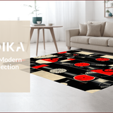Ultra Soft Area Rug, Non Slip, Stain Resistant, Washable Area Rugs for Living Room, Bedroom, Music Record Vinyl Round(Black) - ODIKA